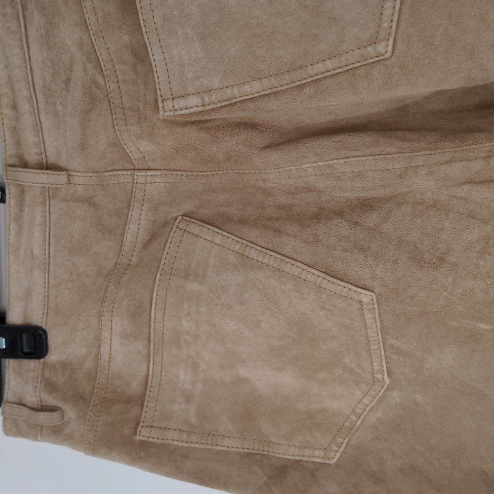 BRANDON Thomas Suede Leather Tan High Waisted Pants 8 - Picture 6 of 7